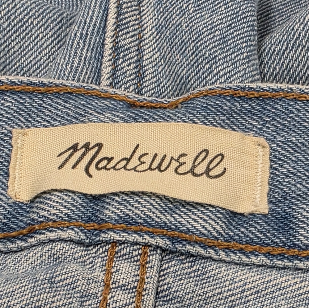 Madewell the Mom Jean Short Denim Blue Shorts Women High Rise Frayed Hem Size 29 - Picture 14 of 16